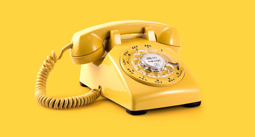 Yellow vintage telephone